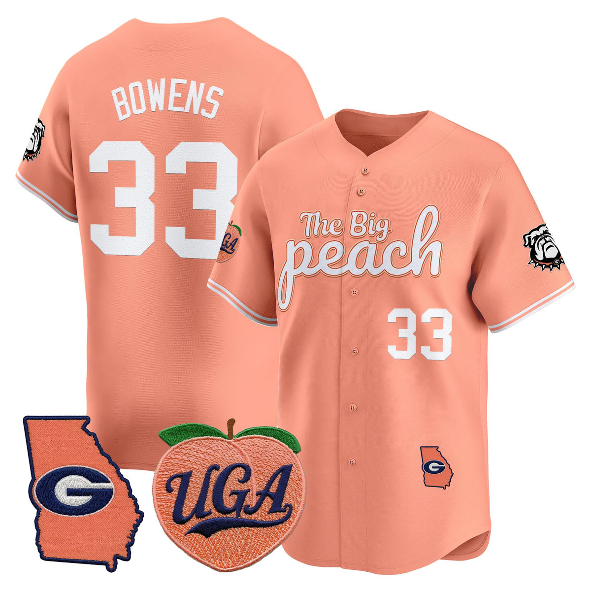 Men's Georgia Bulldogs The Big Peach Vapor Baseball Jersey - All stitched