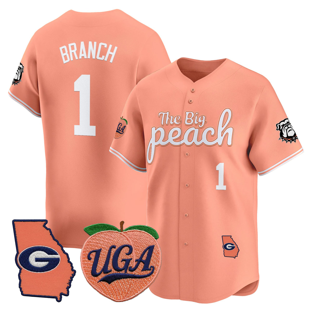 Men's Georgia Bulldogs The Big Peach Vapor Baseball Jersey - All stitched