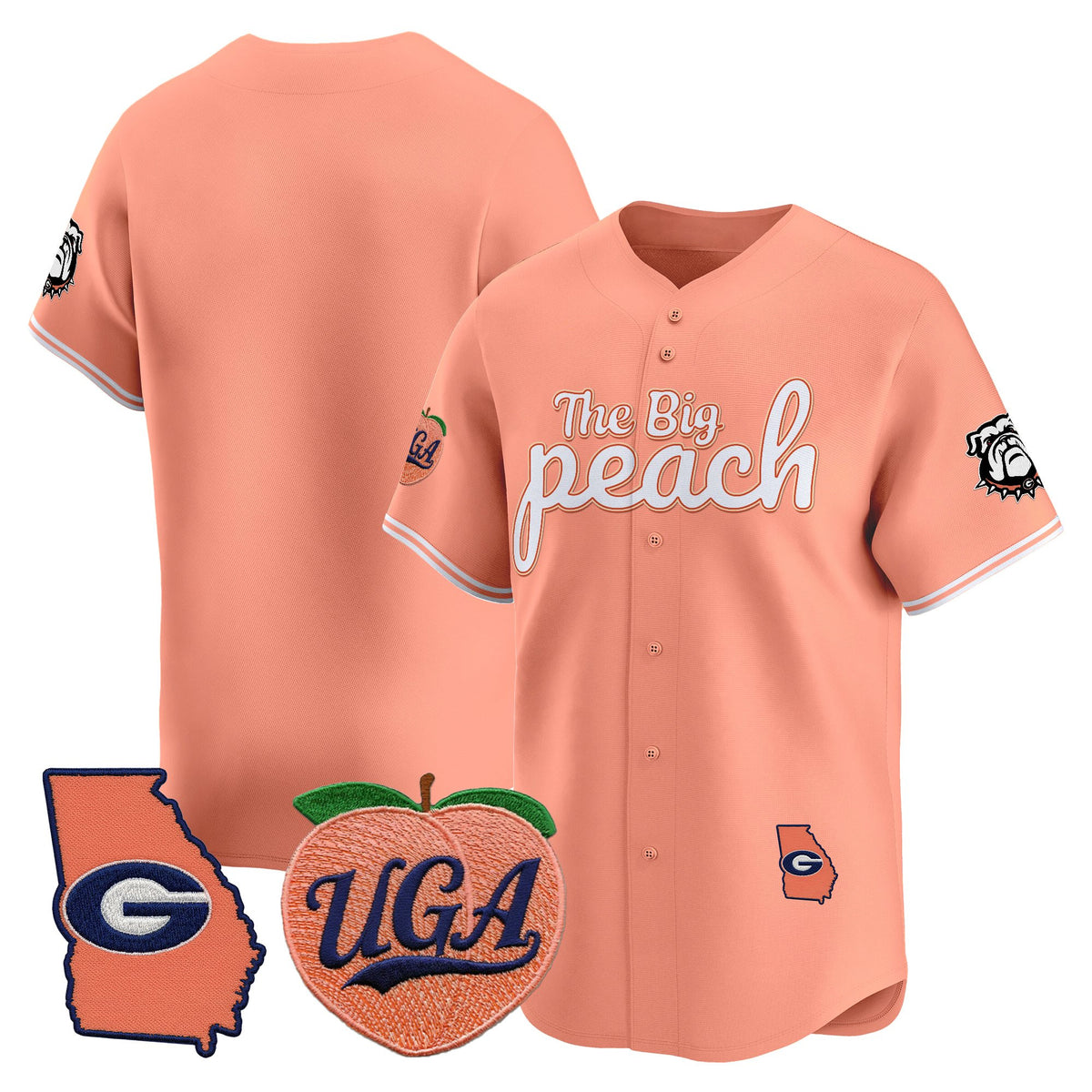 Men's Georgia Bulldogs The Big Peach Vapor Baseball Jersey - All stitched