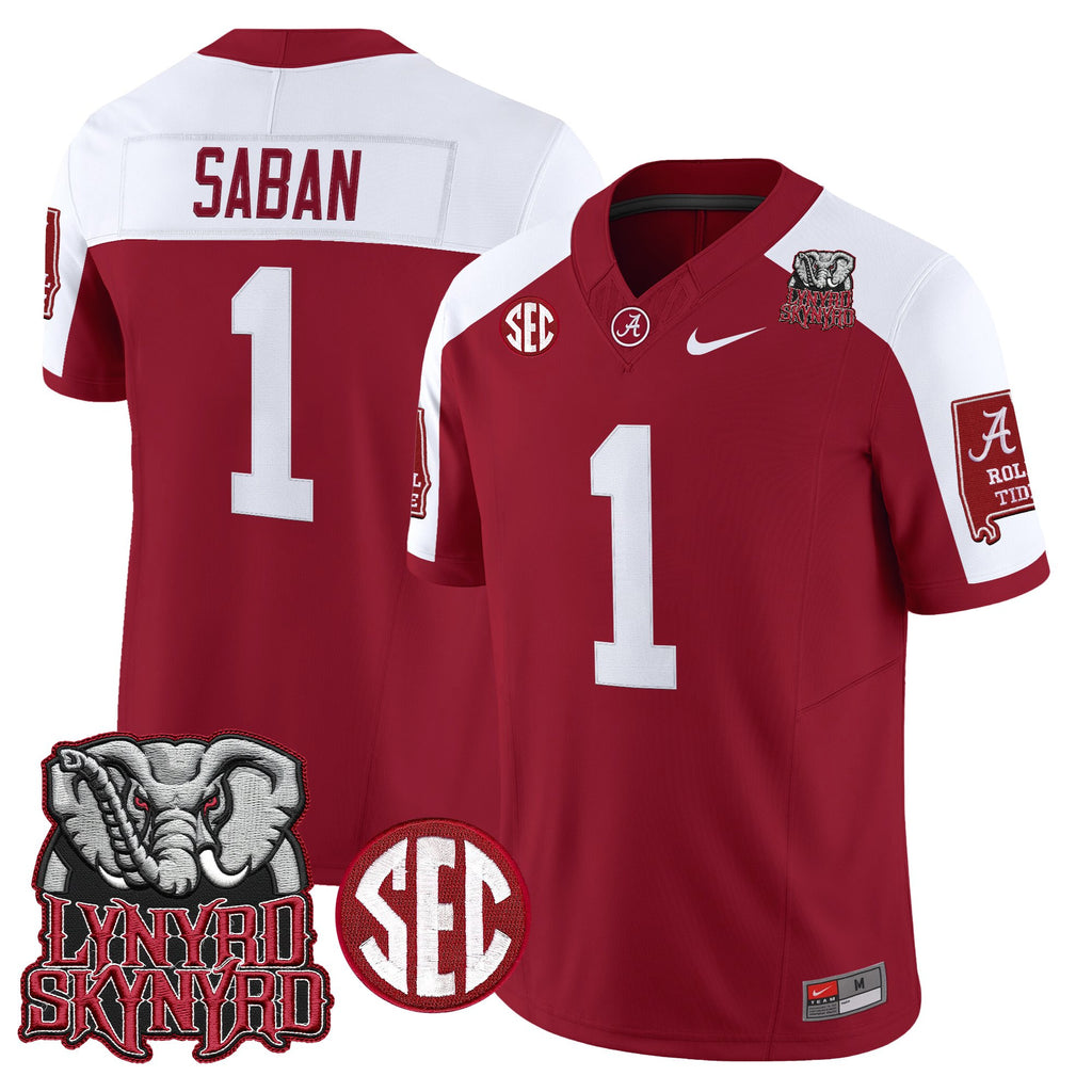 Men's Alabama Crimson Tide x Lynyrd Skynyrd Vapor Limited Jersey - Alabama Map - All Stitched
