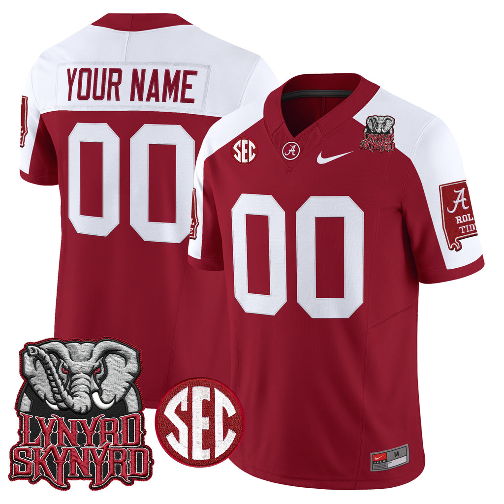 Alabama Crimson Tide x Lynyrd Skynyrd Vapor Limited Custom Jersey - Alabama Map - All Stitched