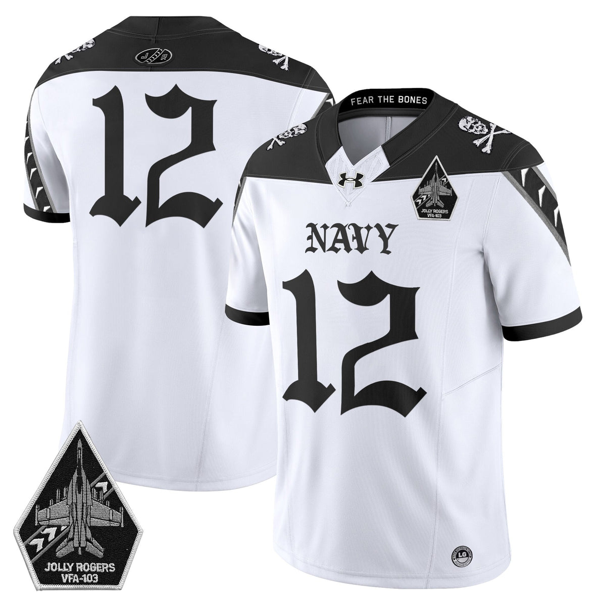 Men's Navy Midshipmen 'Jolly Rogers: Gothic Squadron Edition' Vapor Limited Jersey - All Stitched