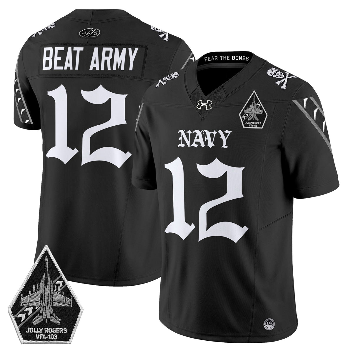 Men's Navy Midshipmen 'Jolly Rogers: Gothic Squadron Edition' Vapor Limited Jersey - All Stitched