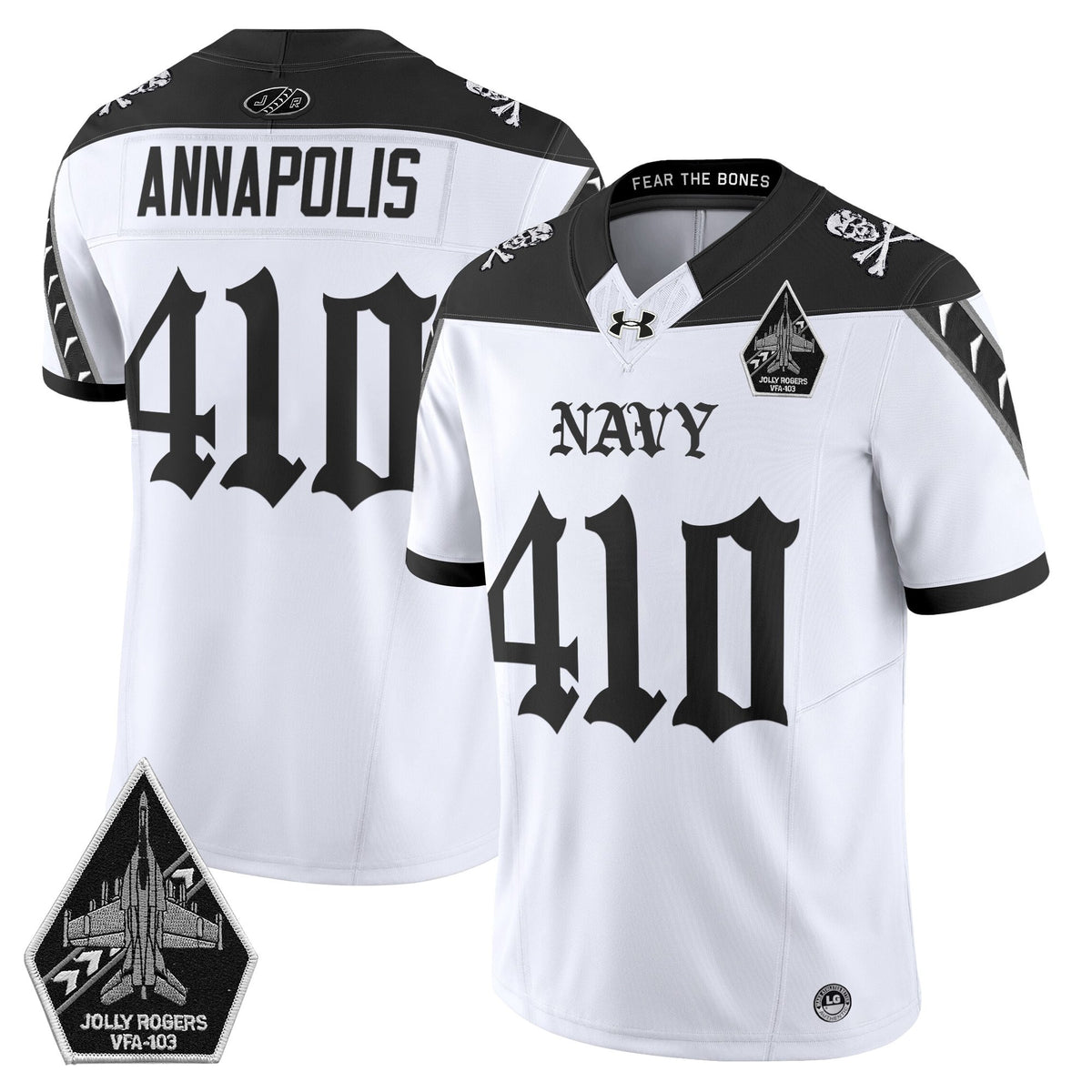 Men's Navy Midshipmen 'Jolly Rogers: Gothic Squadron Edition' Vapor Limited Jersey - All Stitched