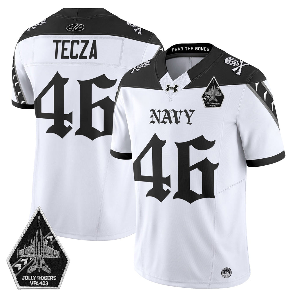 Men's Navy Midshipmen 'Jolly Rogers: Gothic Squadron Edition' Vapor Limited Jersey - All Stitched