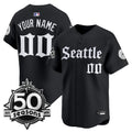 Seattle Mariners 50 Seasons Patch Vapor Premier Limited Custom Jersey - Gothic Edition - All Stitched