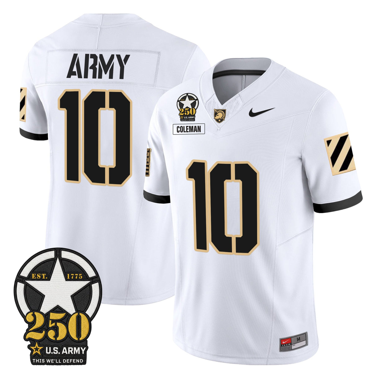 Men's Army Black Knights 250th Anniversary Patch Vapor Limited Jersey - All Stitched