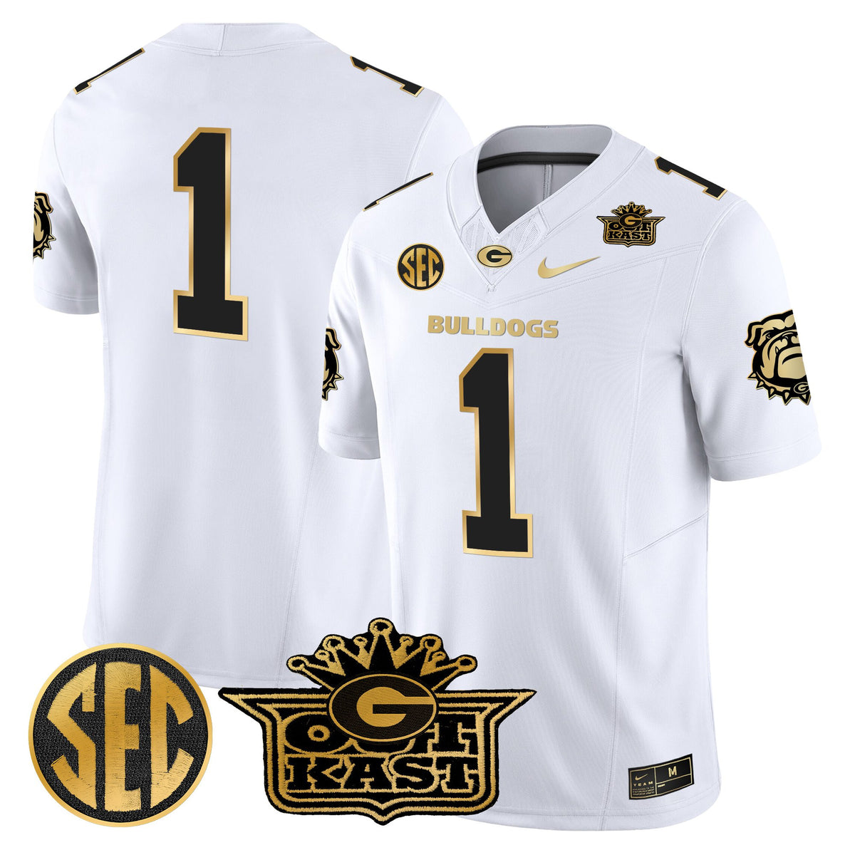 Men's Outkast x Georgia Bulldogs Gold Vapor Limited Jersey - All stitched
