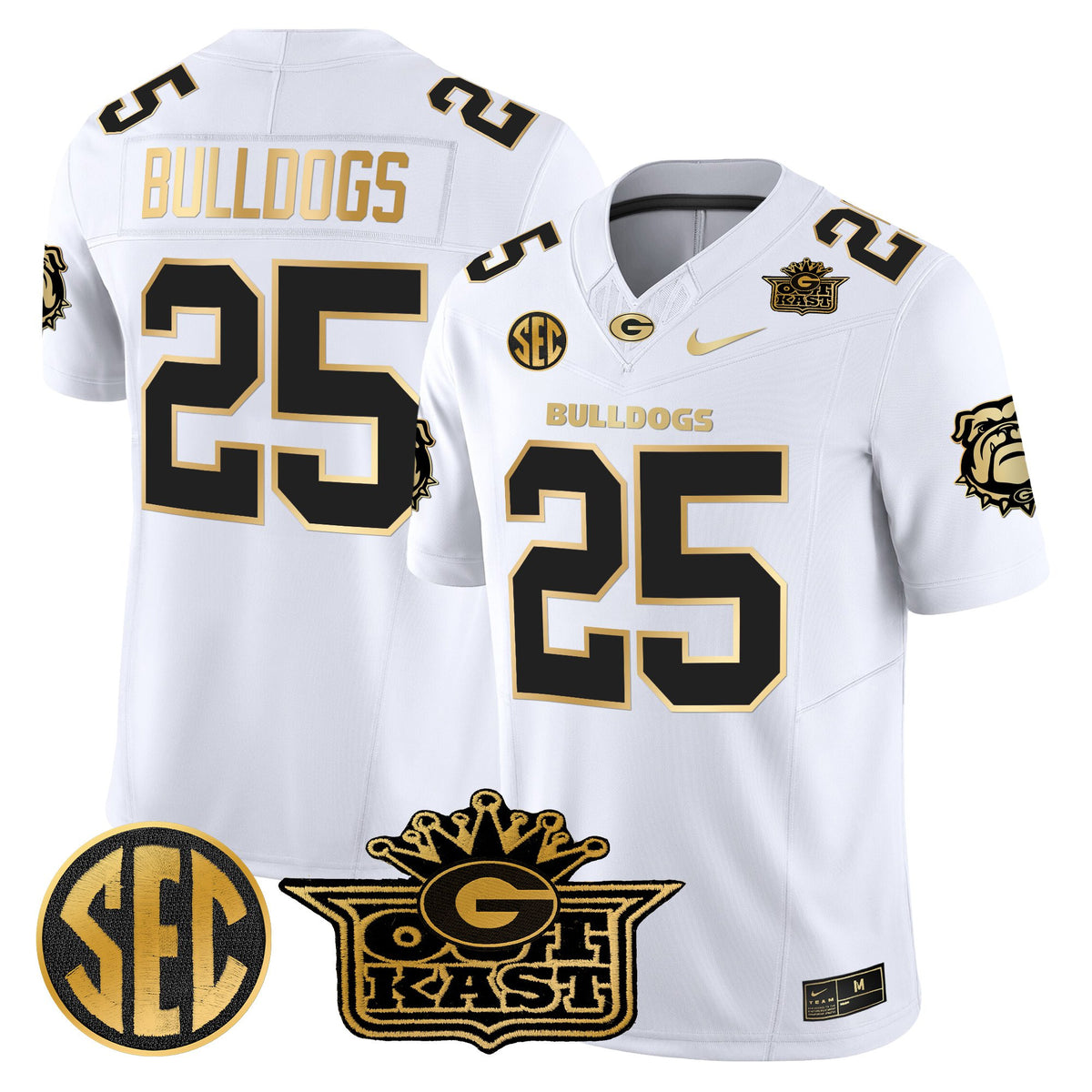 Men's Outkast x Georgia Bulldogs Gold Vapor Limited Jersey - All stitched