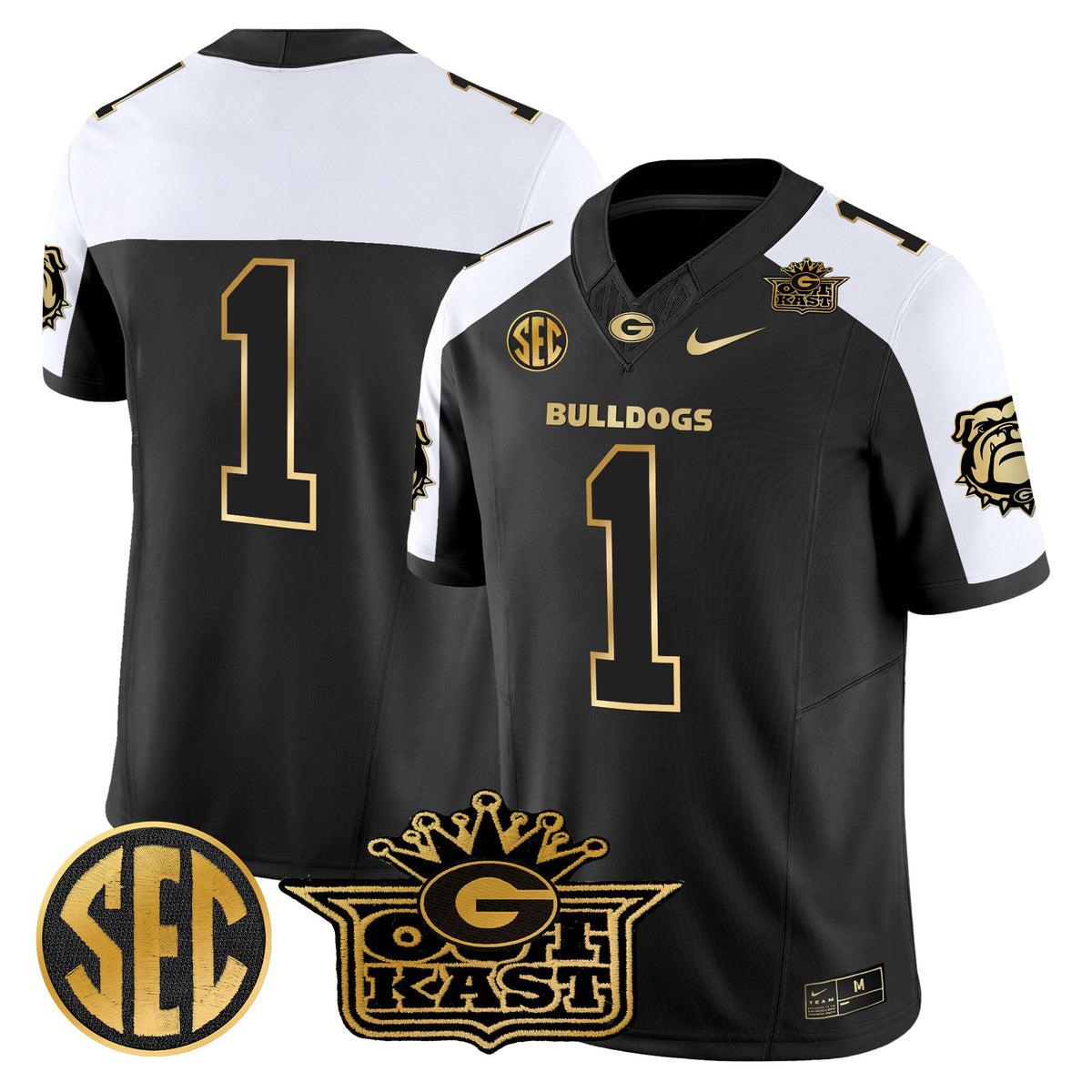 Men's Outkast x Georgia Bulldogs Gold Vapor Limited Jersey - All stitched