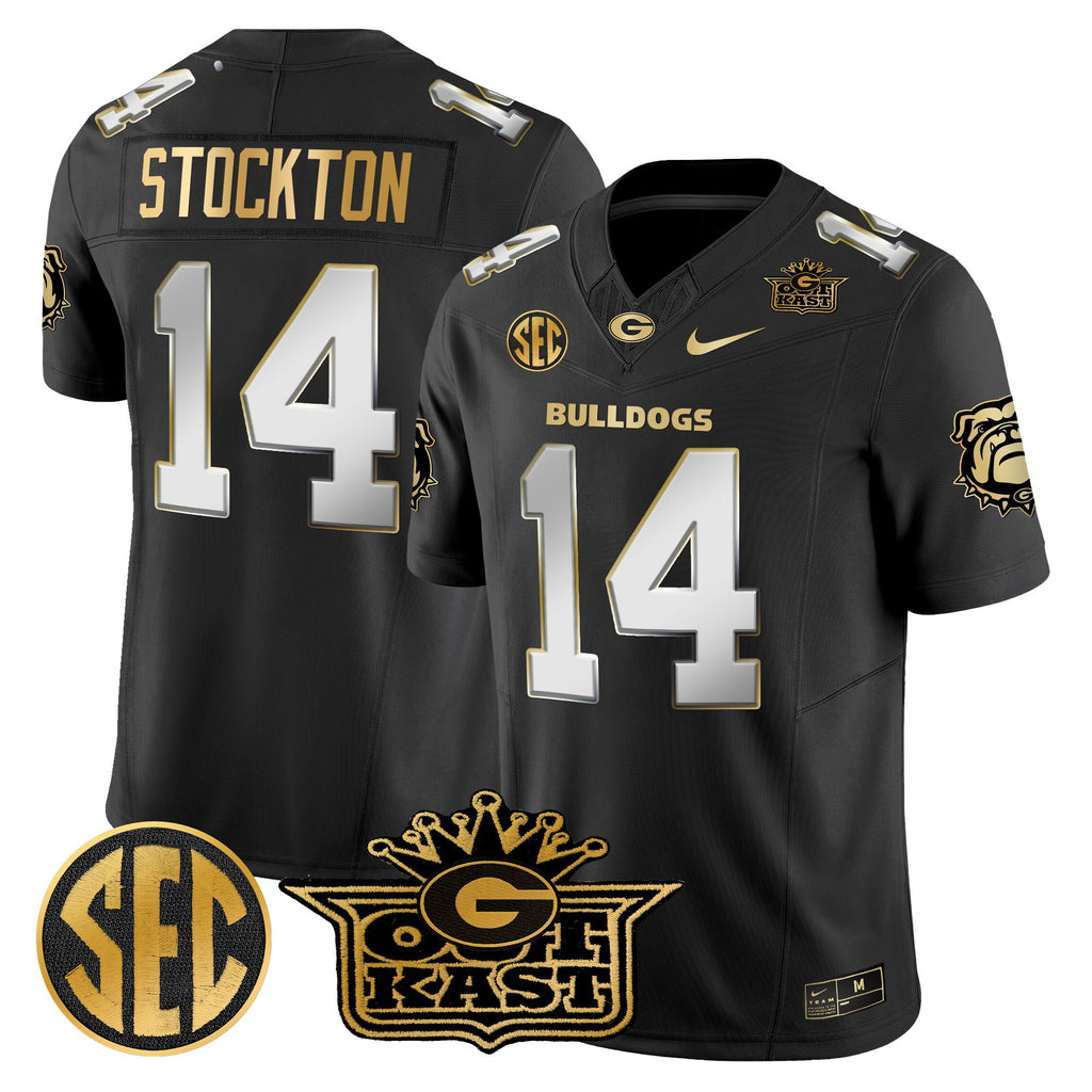 Men's Outkast x Georgia Bulldogs Gold Vapor Limited Jersey - All stitched