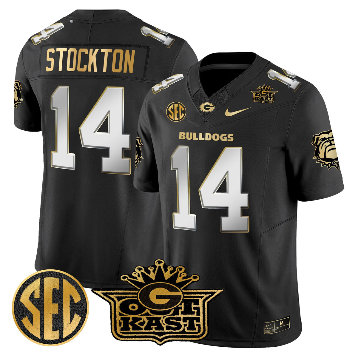 Men's Outkast x Georgia Bulldogs Gold Vapor Limited Jersey - All stitched