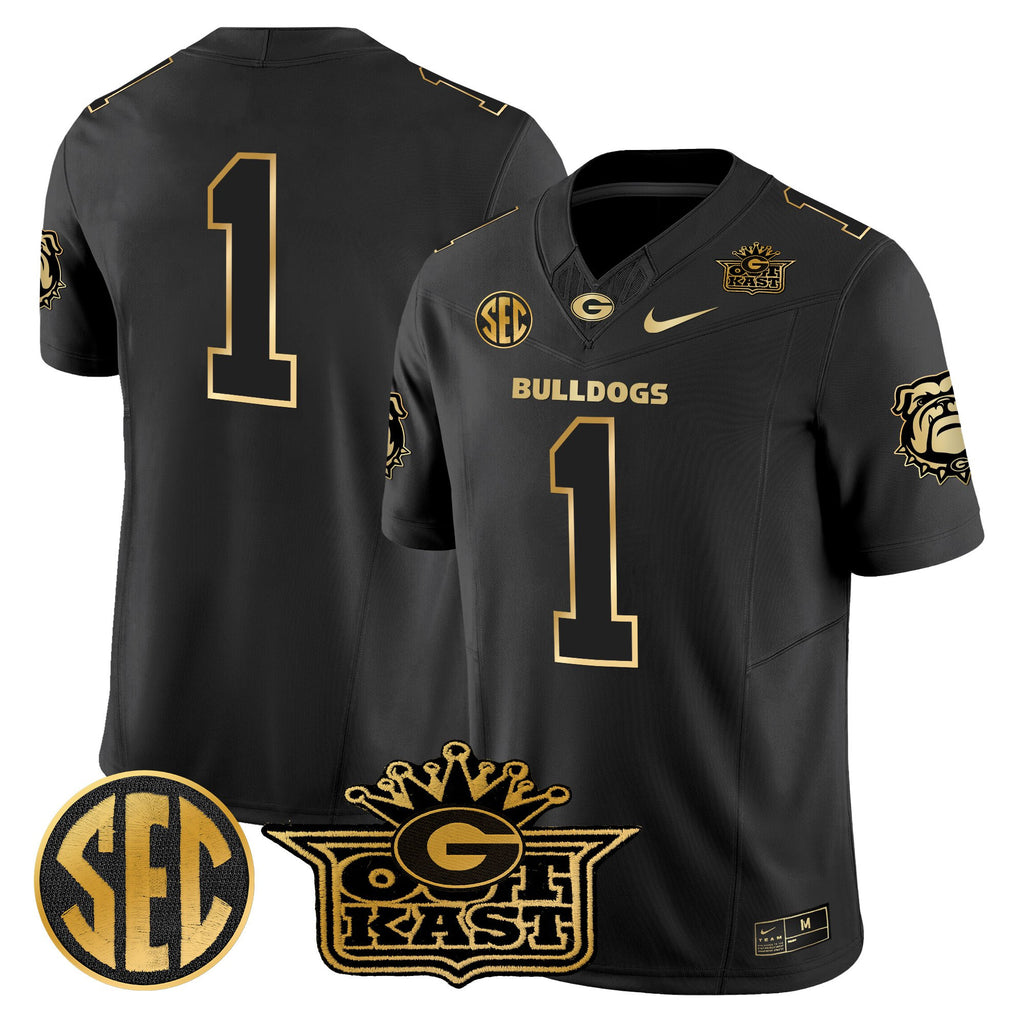 Men's Outkast x Georgia Bulldogs Gold Vapor Limited Jersey - All stitched