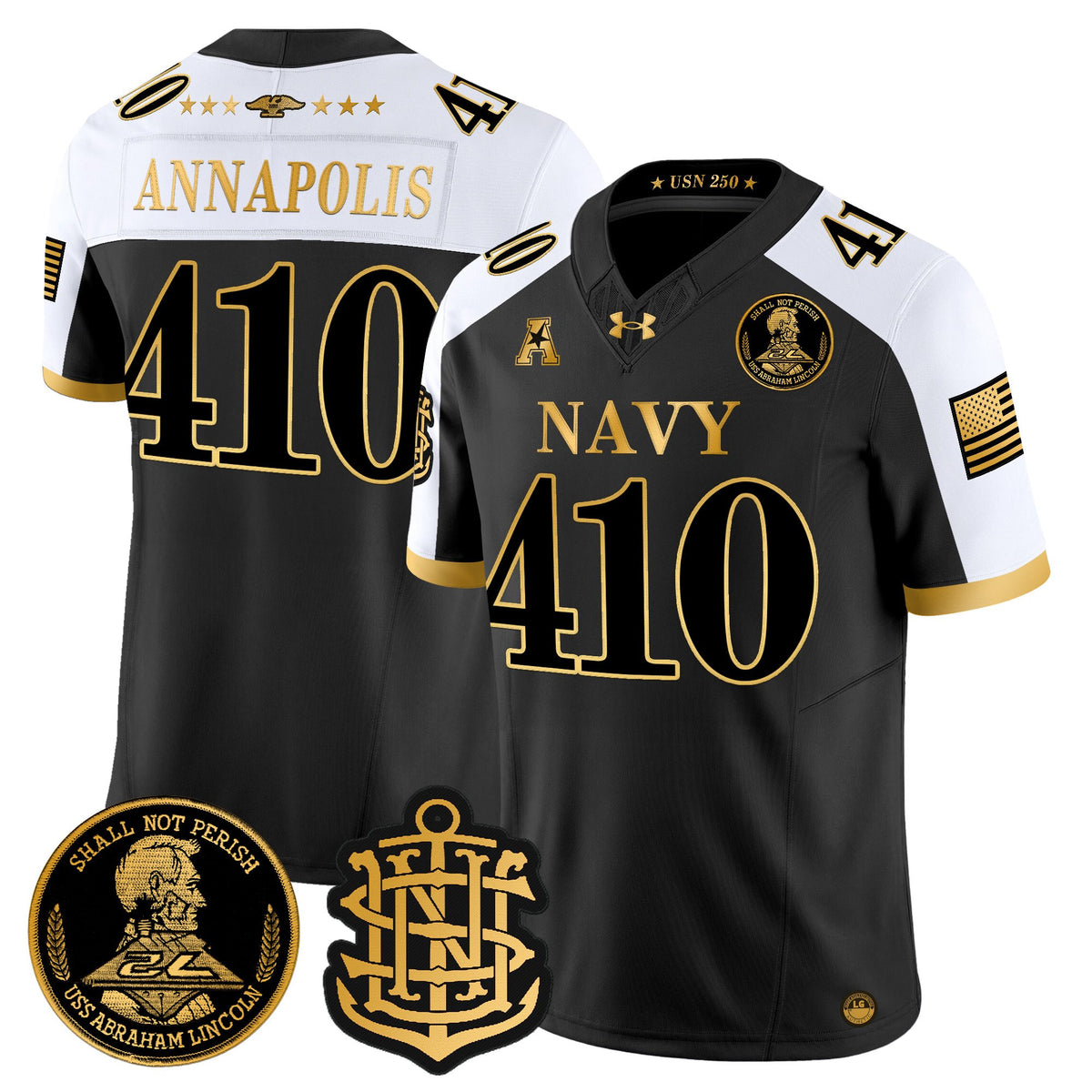 Men's Navy Midshipmen 250th Anniversary Gold Vapor Limited Jersey - All Stitched