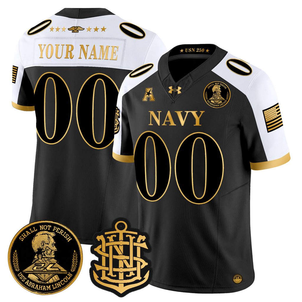 Navy Midshipmen 250th Anniversary Gold Vapor Limited Custom Jersey - All Stitched