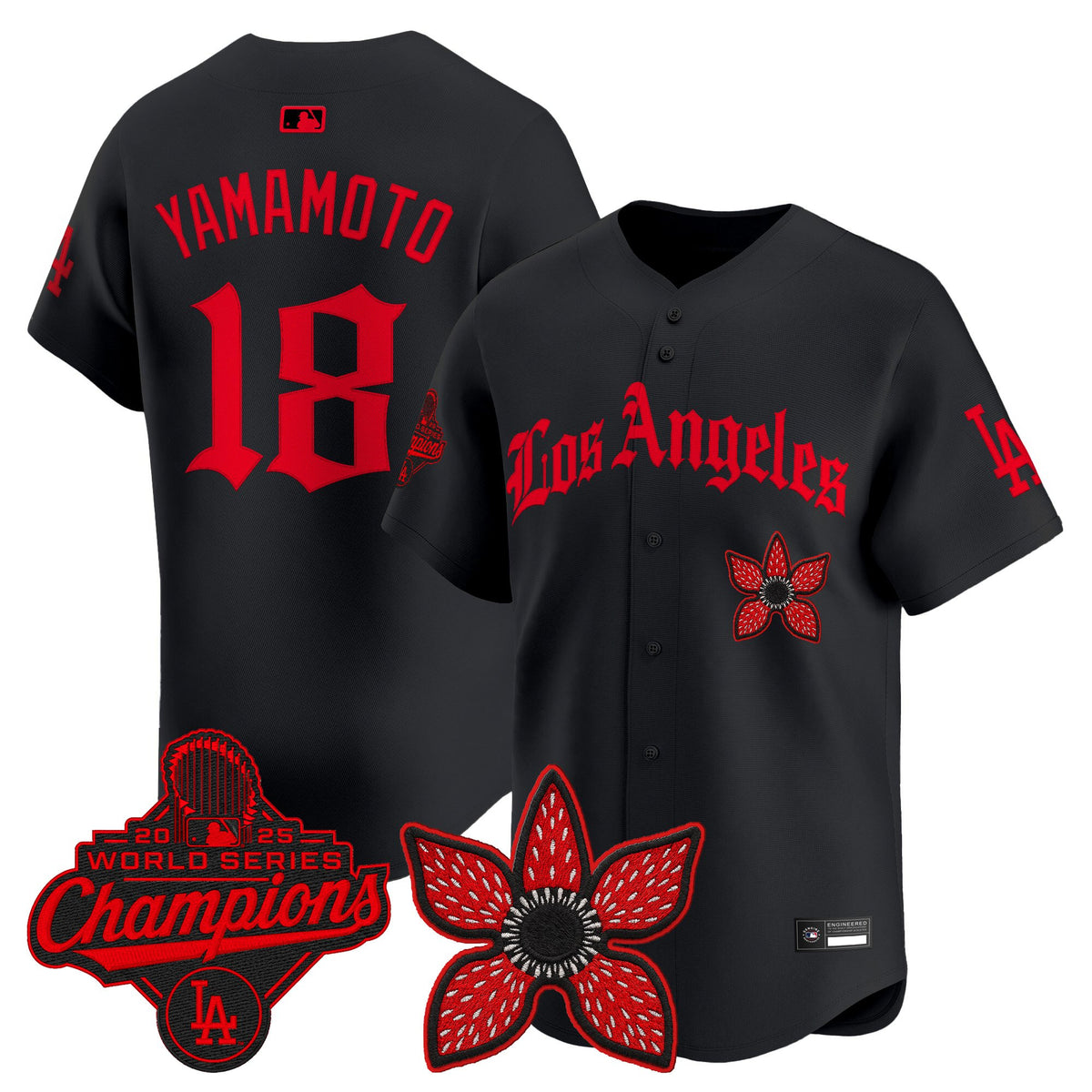 Dodgers 2025 World Series Champions x Stranger Things Vapor Premier Jersey - All Stitched