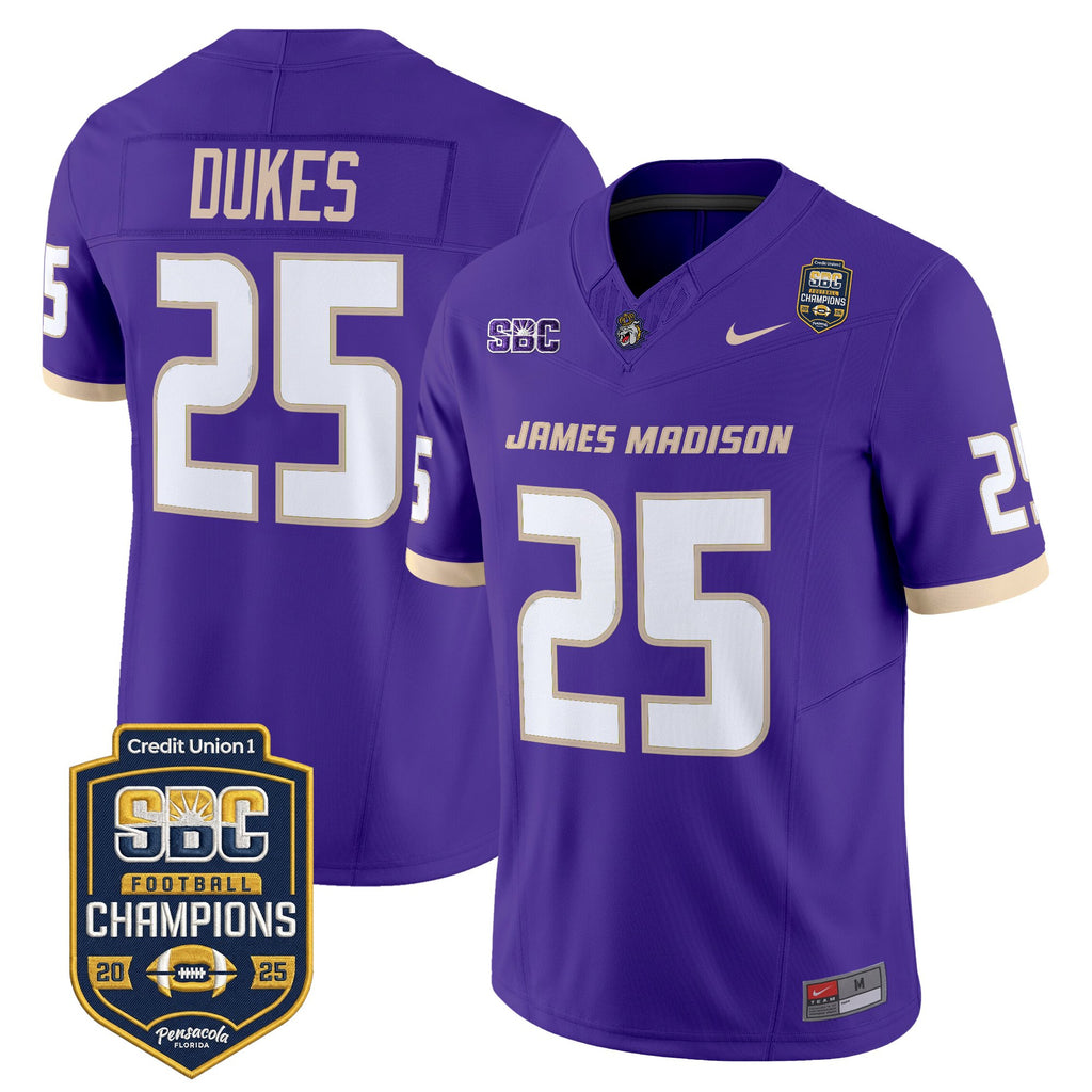 Men's James Madison Dukes 2025 SBC Champions Vapor Limited Jersey - All Stitched
