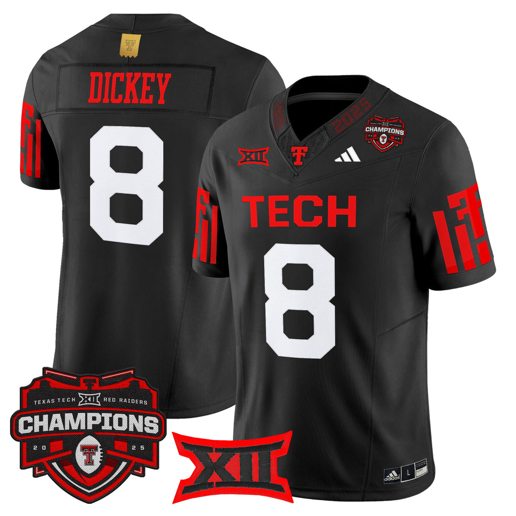 Men's Texas Tech Red Raiders 2025 Big 12 Champions Vapor Limited Jersey - All Stitched