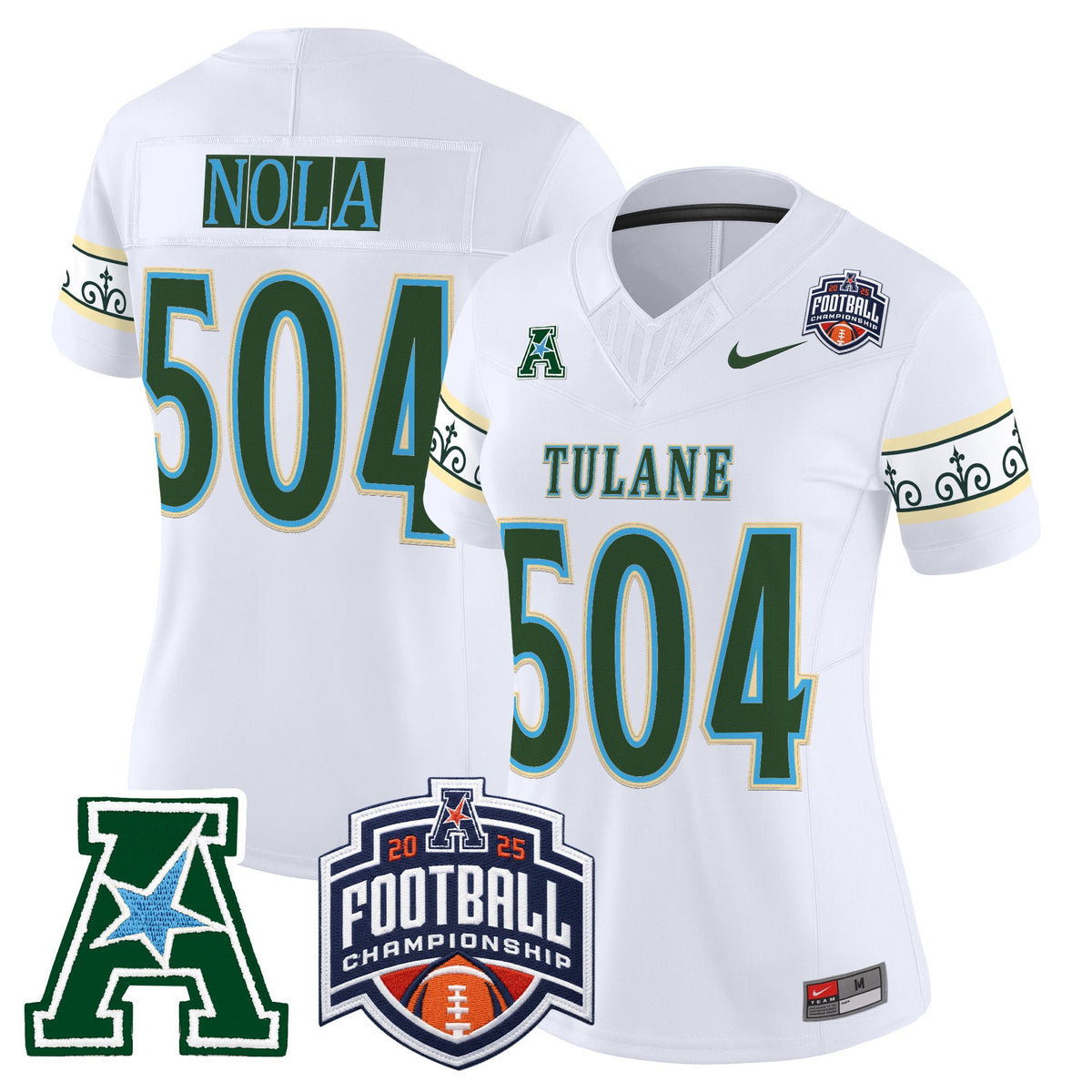 Women's Tulane Green Wave 'City Edition' Vapor Limited Jersey - 2025 AAC Championship Patch - All Stitched