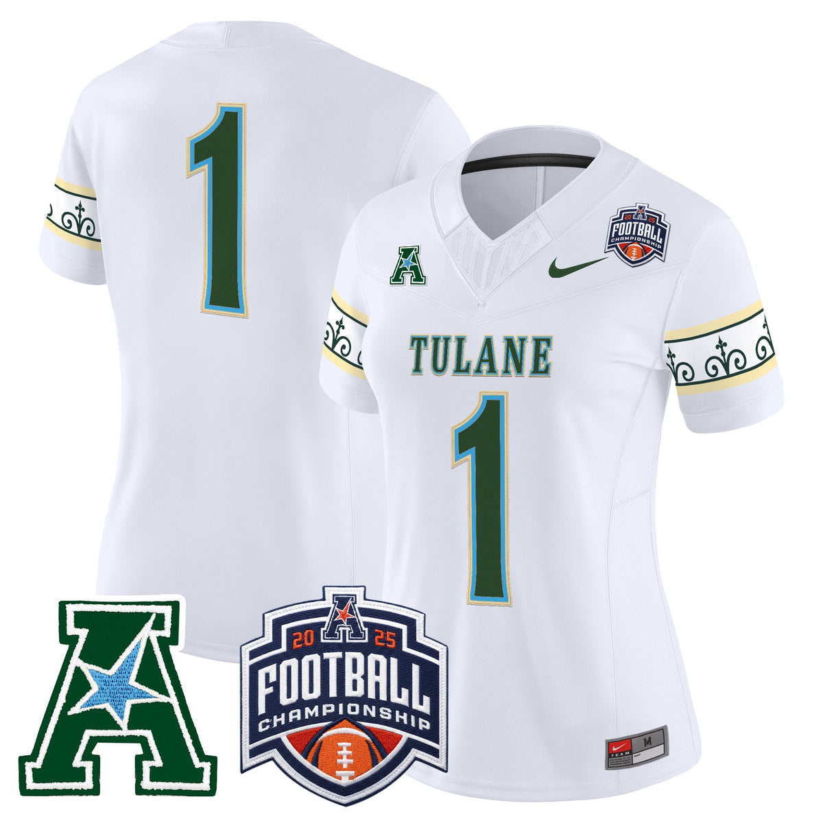 Women's Tulane Green Wave 'City Edition' Vapor Limited Jersey - 2025 AAC Championship Patch - All Stitched