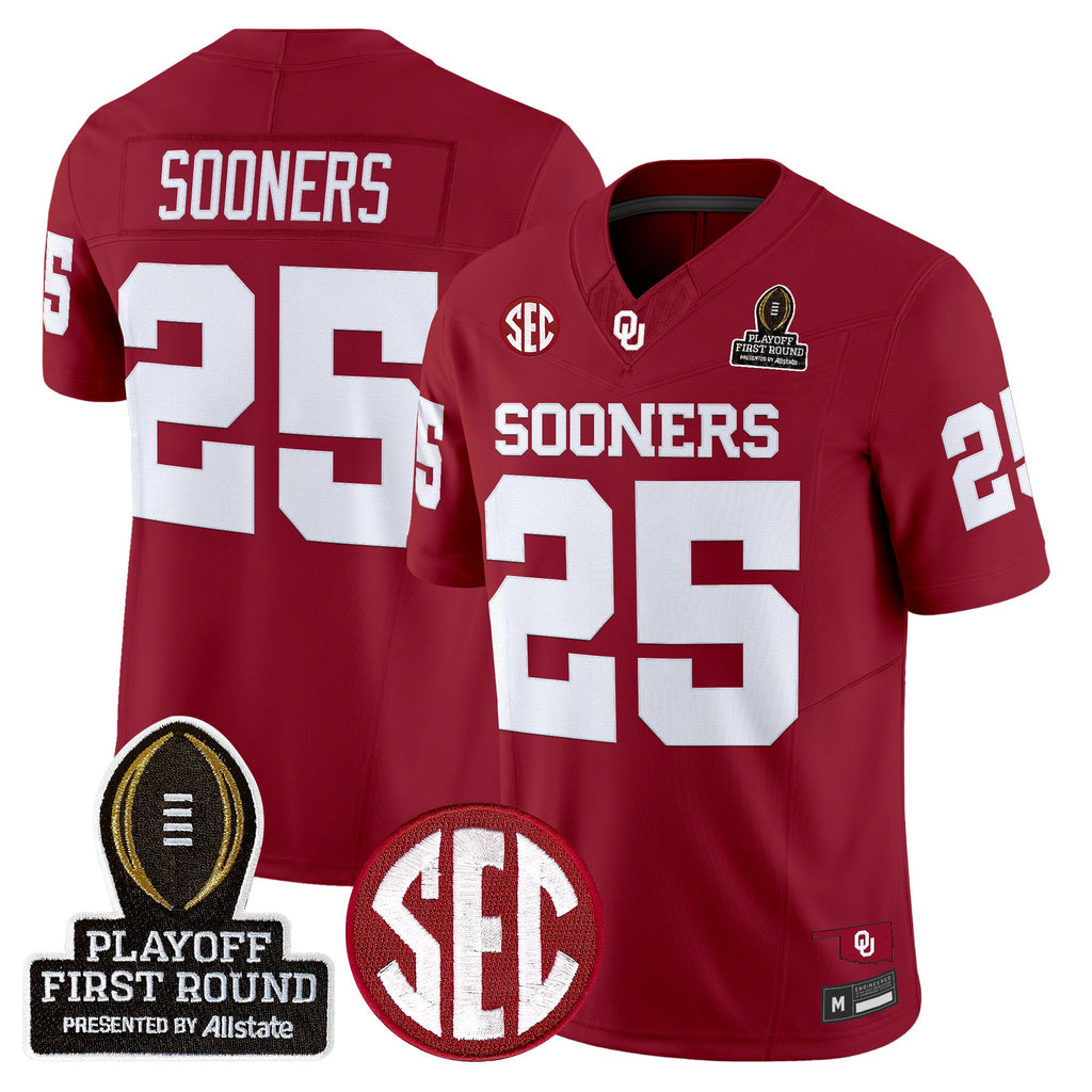 Men's Oklahoma Sooners 2025 Playoff First Round Vapor Limited Jersey - All Stitched