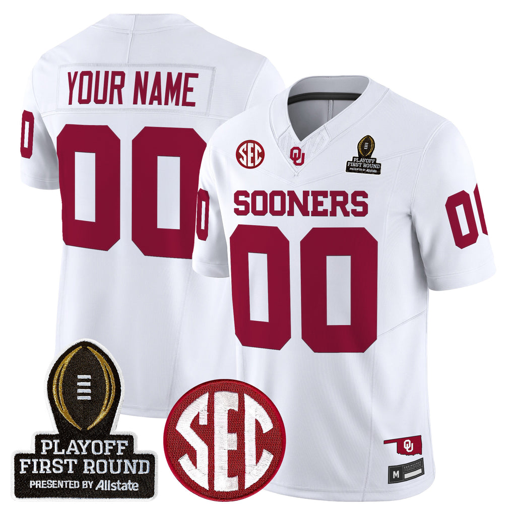 Oklahoma Sooners 2025 Playoff First Round Vapor Limited Custom Jersey - All Stitched