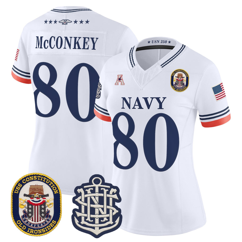 Women's Navy Midshipmen 250th Anniversary Vapor Limited Jersey - USS Constitution Patch - Stitched