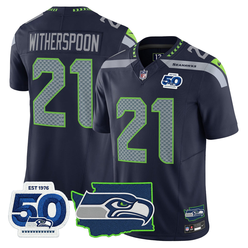 Men's Seattle Seahawks 50th Anniversary Patch Vapor Limited Jersey - All Stitched