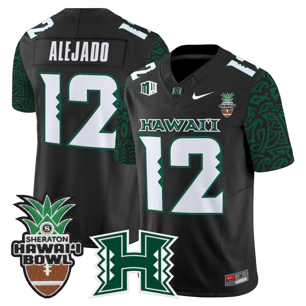 Men's Hawai'i Rainbow Warriors 2025 Hawai'i Pattern Vapor Limited Jersey - Hawai'i Bowl Patch - All Stitched
