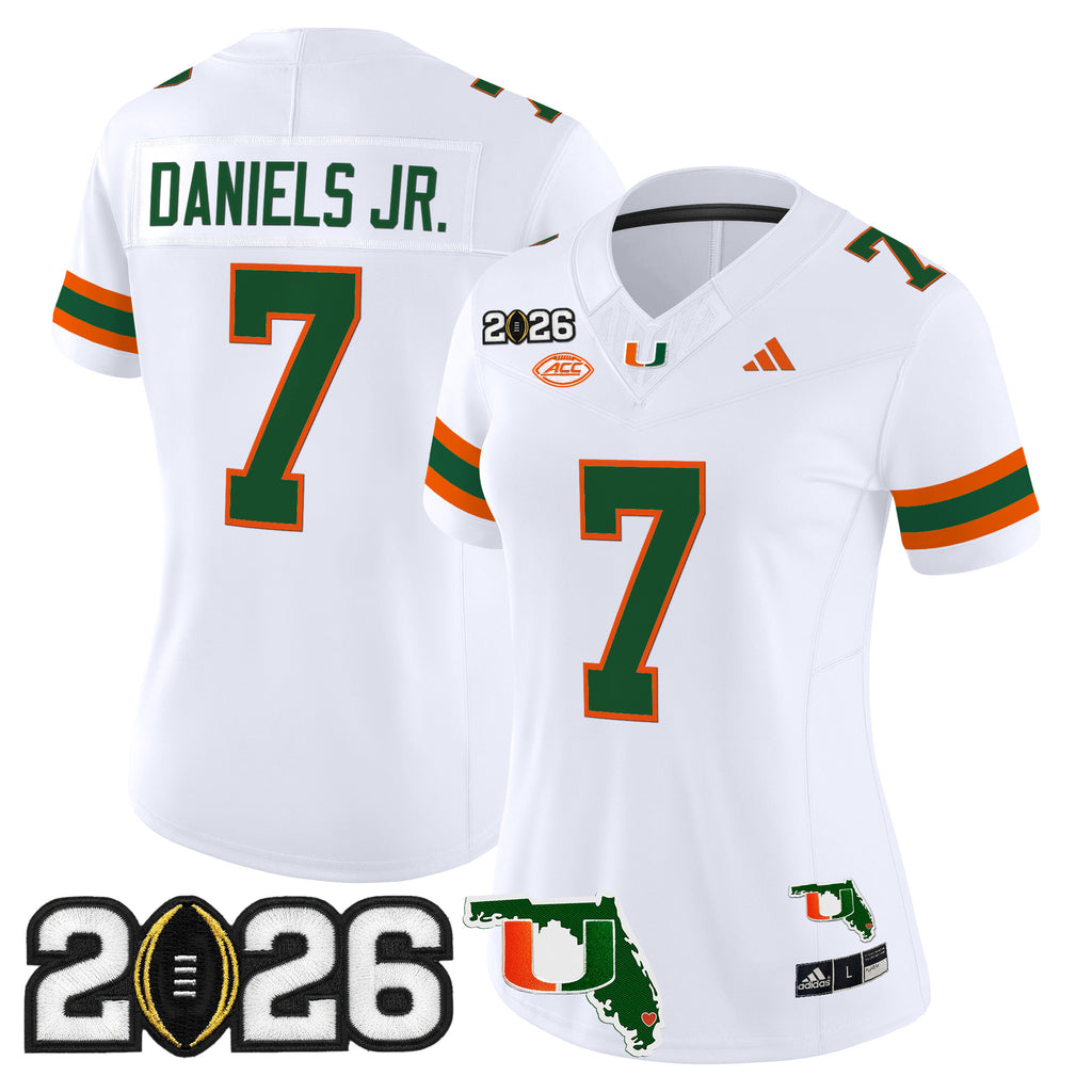 Women's Miami Hurricanes 2026 CFP Final & Florida Patch Vapor Limited Jersey - All Stitched