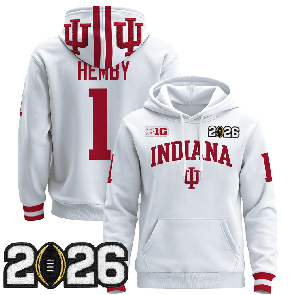 Men's Indiana Hoosiers 2026 CFP Final Patch Premium Pullover Hoodie - All Stitched