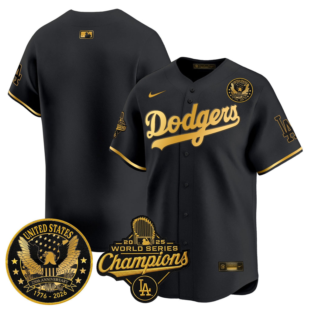 Men's Dodgers 2025 World Series Champions & America 250th Patch Vapor Premier Limited Jersey - All Stitched