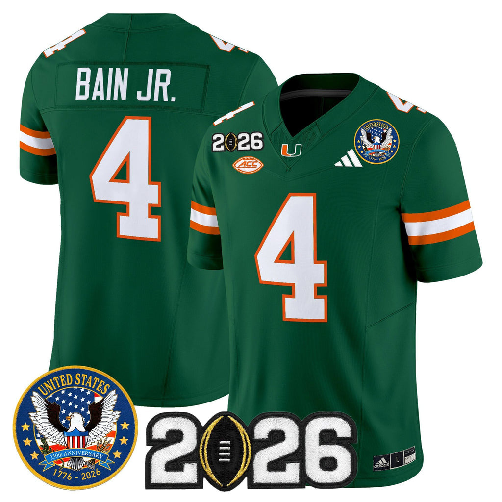 Men's Miami Hurricanes "United States 250th Anniversary & 2026 CFP Final Patch" Vapor Limited Jersey - All Stitched