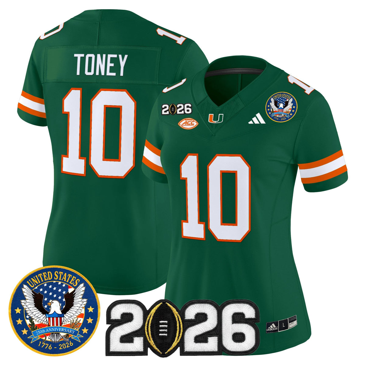 Women's Miami Hurricanes "United States 250th Anniversary & 2026 CFP Final Patch" Vapor Limited Jersey - All Stitched