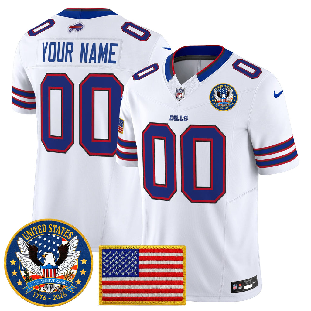 Buffalo Bills "United States 250th Anniversary Patch" Vapor Limited Custom Jersey - All Stitched