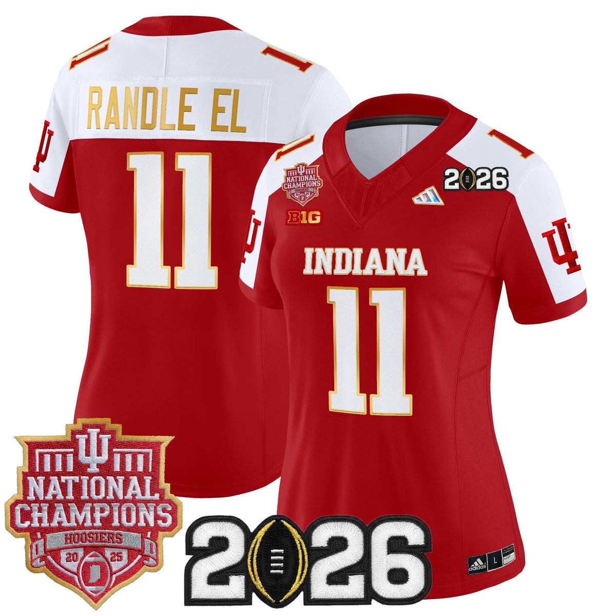 Women's Indiana Hoosiers 2025 National Champions & 2026 CFP Final Patch Gold Trim Vapor Limited Jersey - All Stitched
