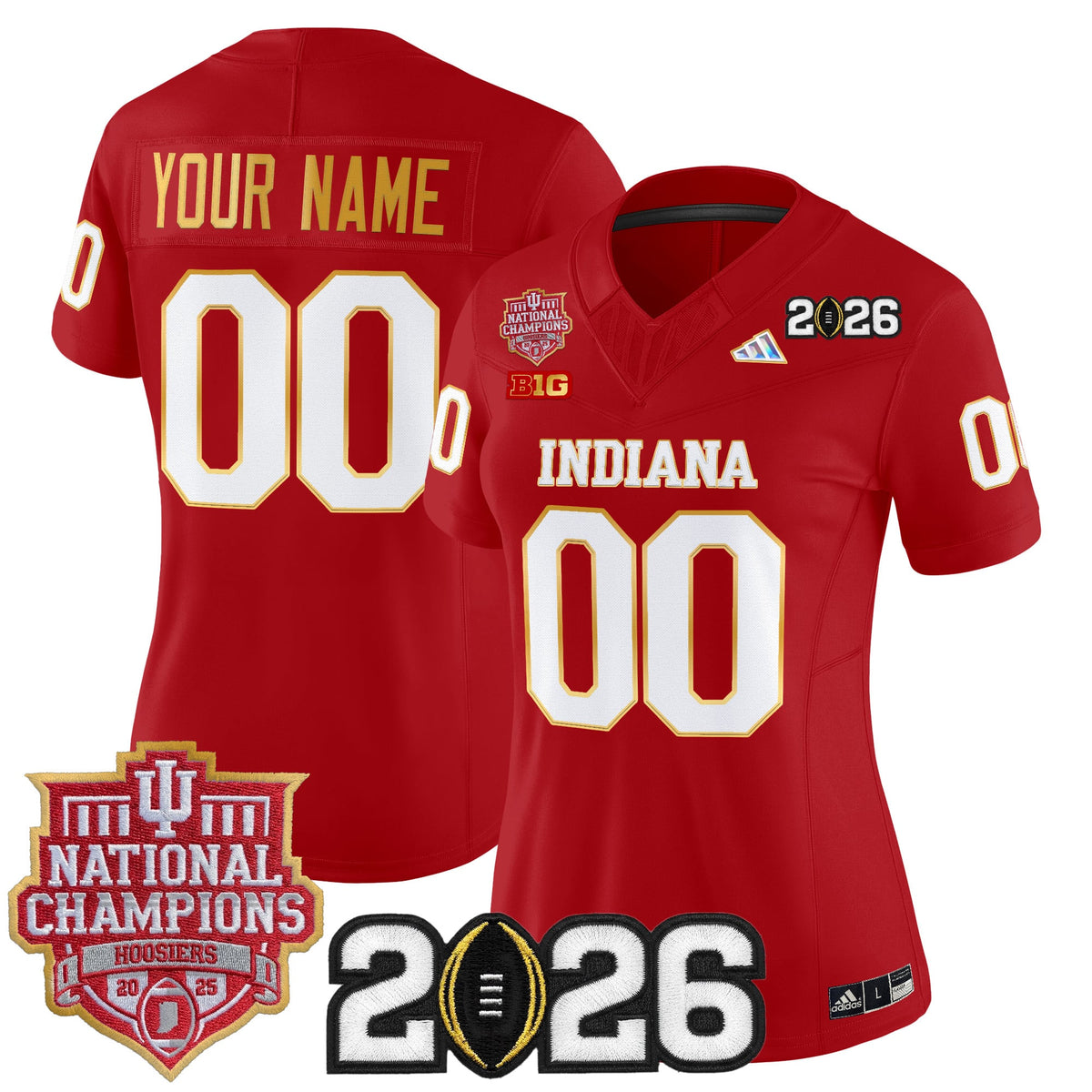 Indiana Hoosiers 2025 National Champions & 2026 CFP Final Patch Gold Trim Vapor Limited Custom Jersey - All Stitched