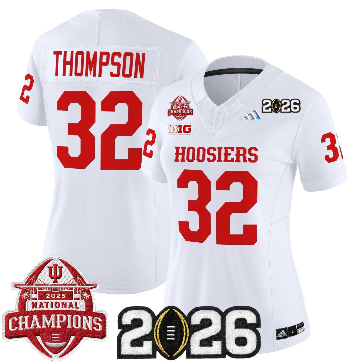 Women's Indiana Hoosiers 2025 National Champions & 2026 CFP Final Patch Vapor Limited Jersey V2 - All Stitched