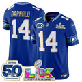 Men's Seattle Seahawks "Super Bowl LX & 50th Patch" Gold Trim Vapor Limited Jersey - All Stitched