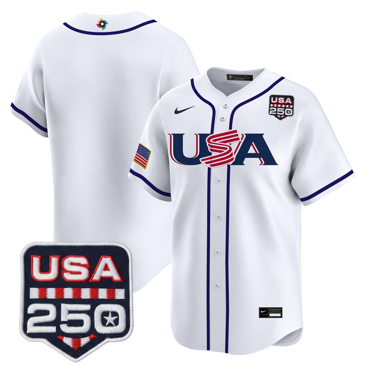 Men's Team USA World Baseball Classic 250America Patch Vapor Premier Jersey - All Stitched