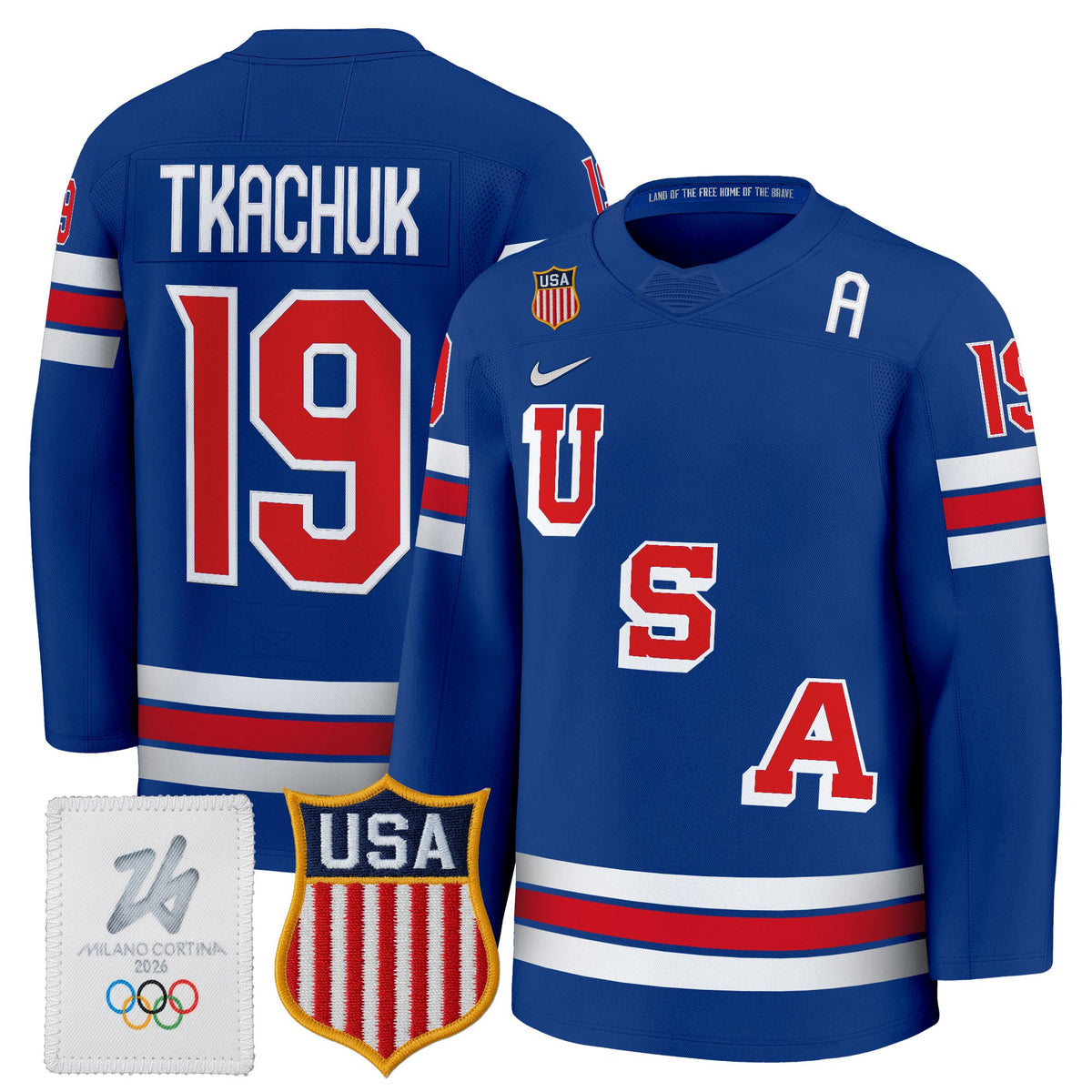 Men's 2026 USA Olympic Premium Hockey Jersey - All Stitched