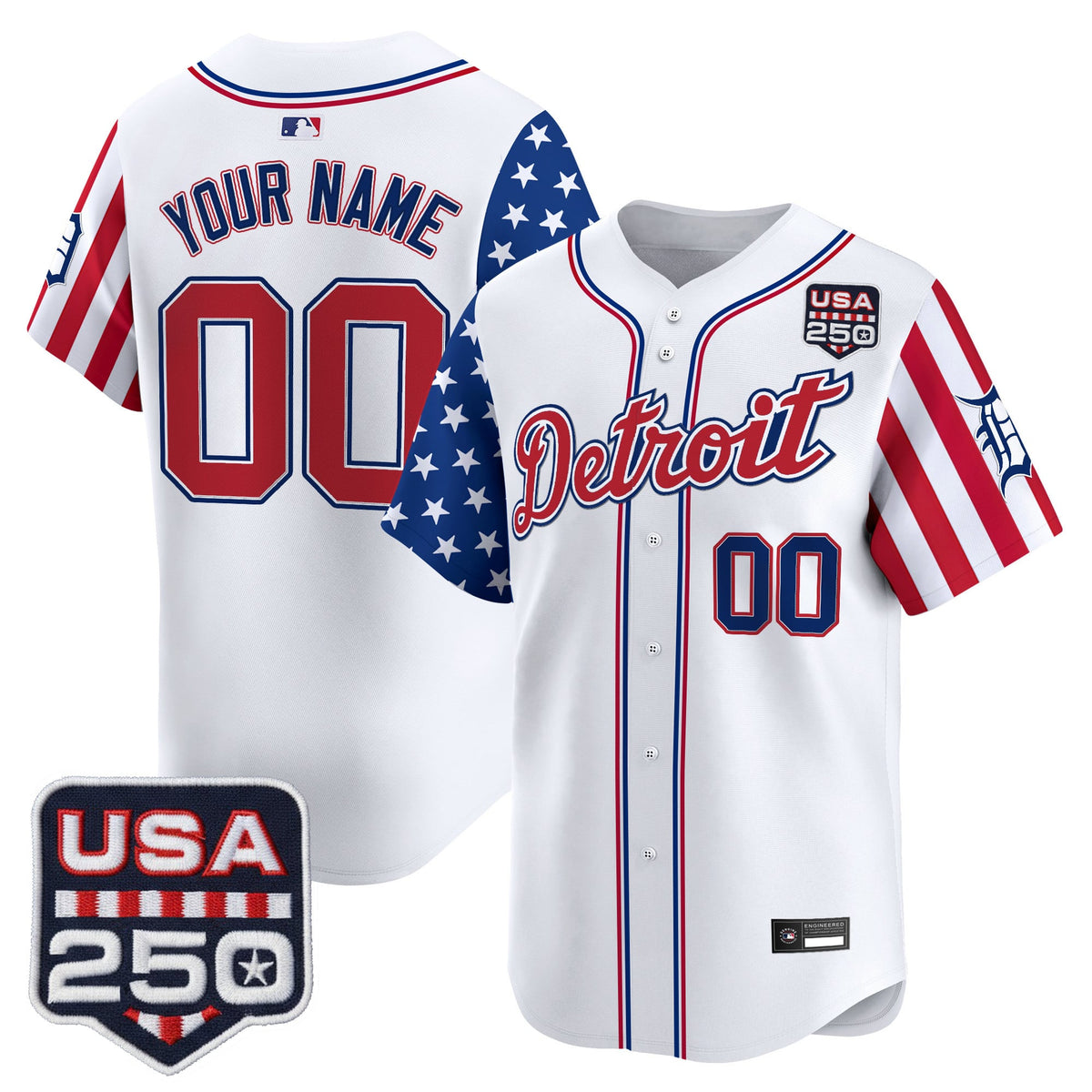 Detroit Tigers "America250 Edition" Vapor Premier Limited Custom Jersey - All Stitched