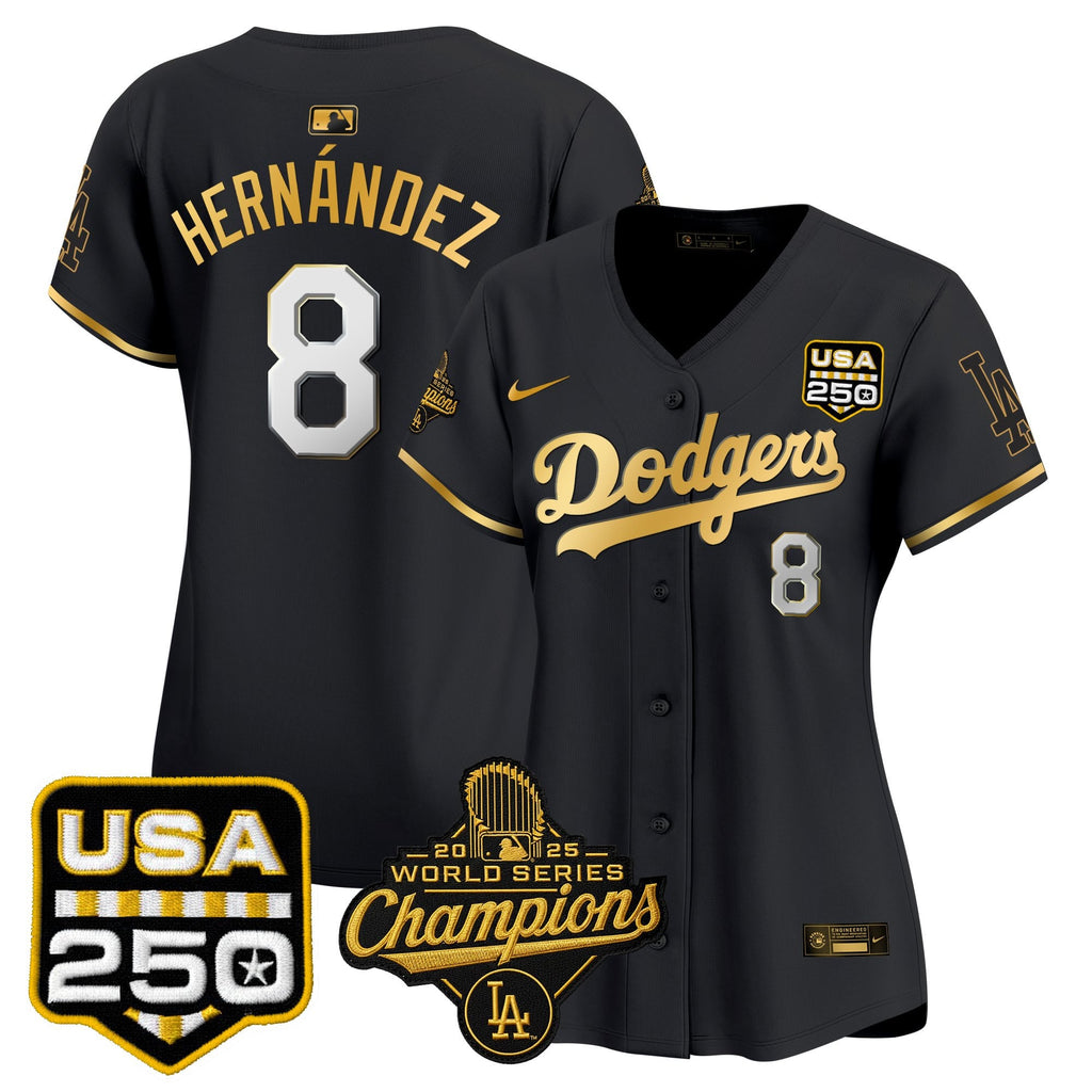 Women's Dodgers 2025 World Series Champions & 250America Patch Vapor Premier Limited Jersey - All Stitched