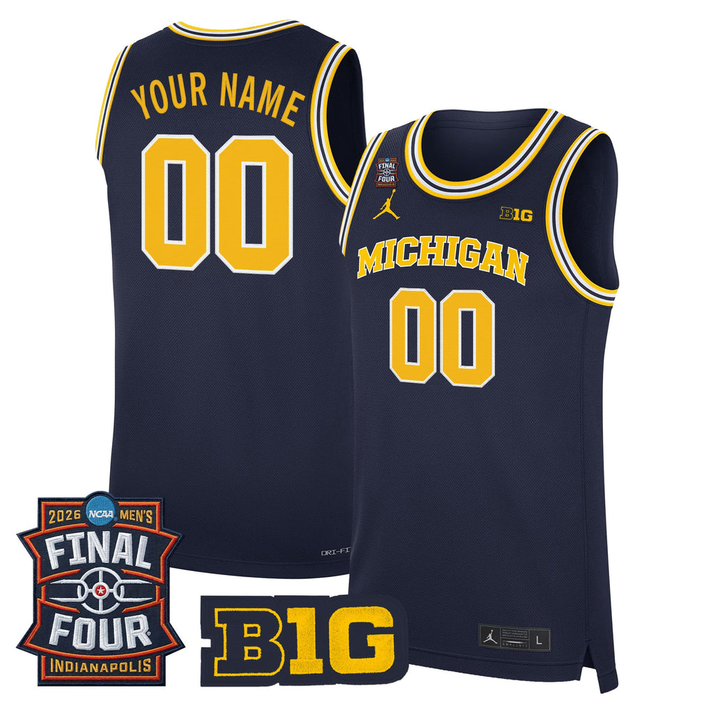 Michigan Wolverines 2026 Final Four Patch Custom Basketball Jersey - All Stitched
