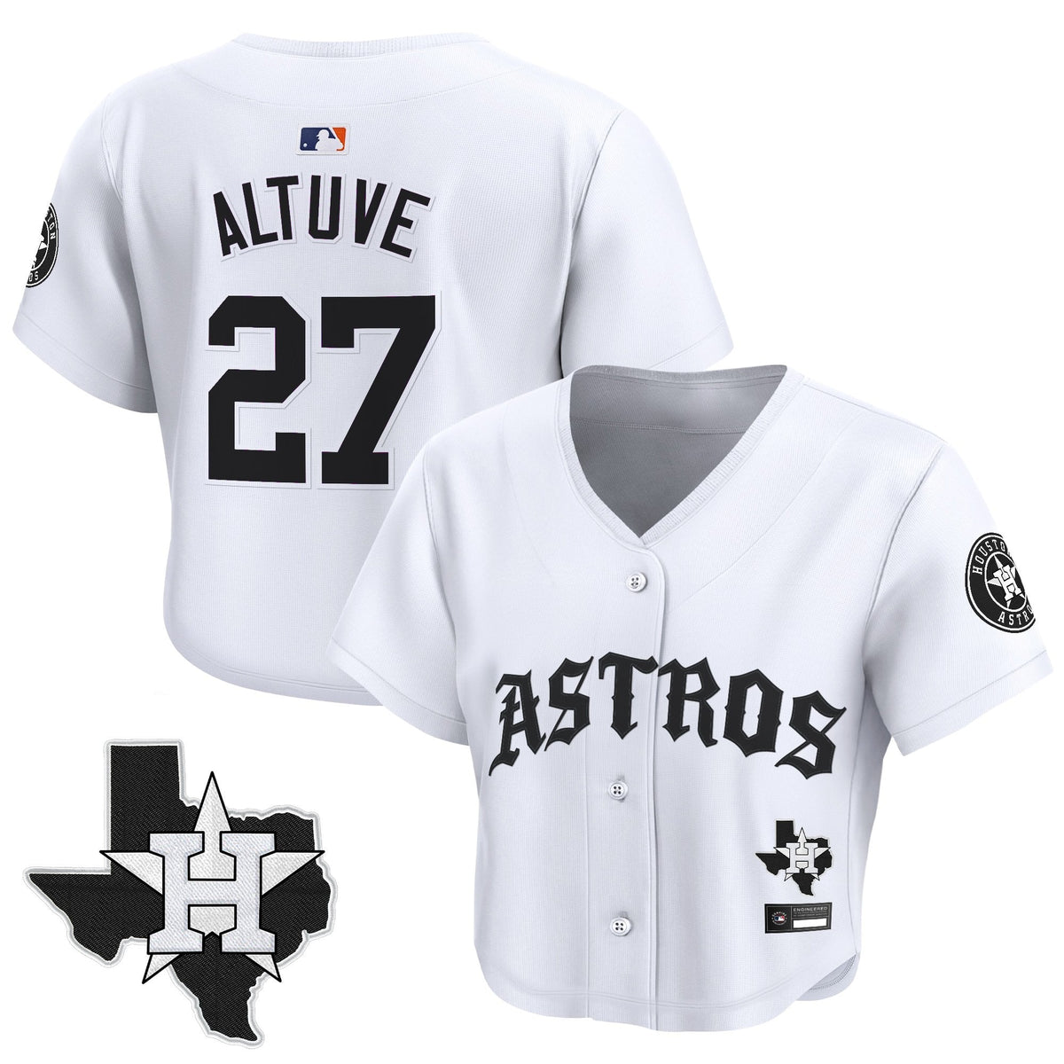 Women's Houston Astros 'Old English Edition' Crop Top Baseball Jersey - All Stitched