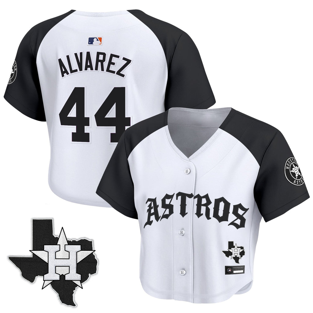 Women's Houston Astros 'Old English Edition' Crop Top Baseball Jersey - All Stitched