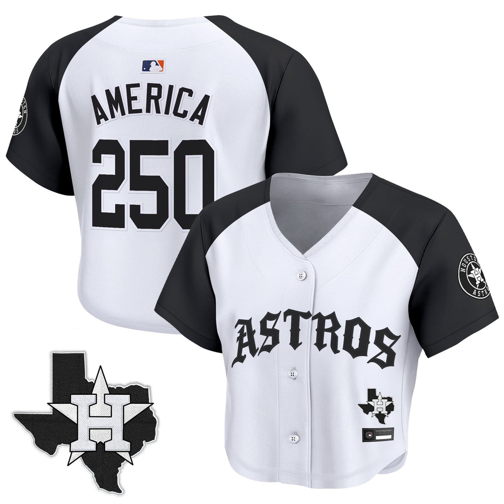 Women's Houston Astros 'Old English Edition' Crop Top Baseball Jersey - All Stitched
