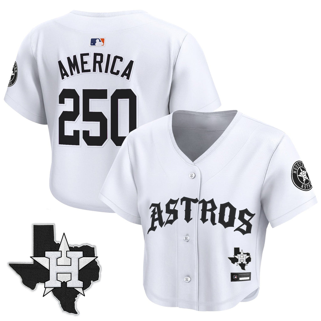 Women's Houston Astros 'Old English Edition' Crop Top Baseball Jersey - All Stitched