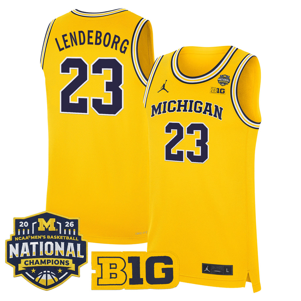 Men's Michigan Wolverines 2026 National Champions Patch Basketball Jersey - All Stitched