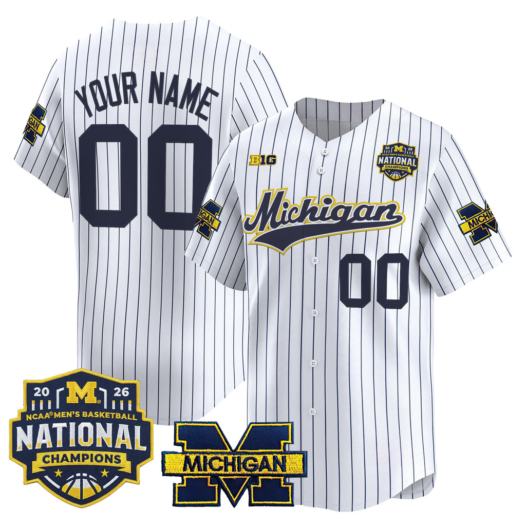 Michigan Wolverines 2026 National Champions Patch Vapor Custom Baseball Jersey - All Stitched